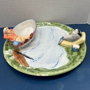 World Bazaars Fisherman and Fish Chips and Dip Serving Platter